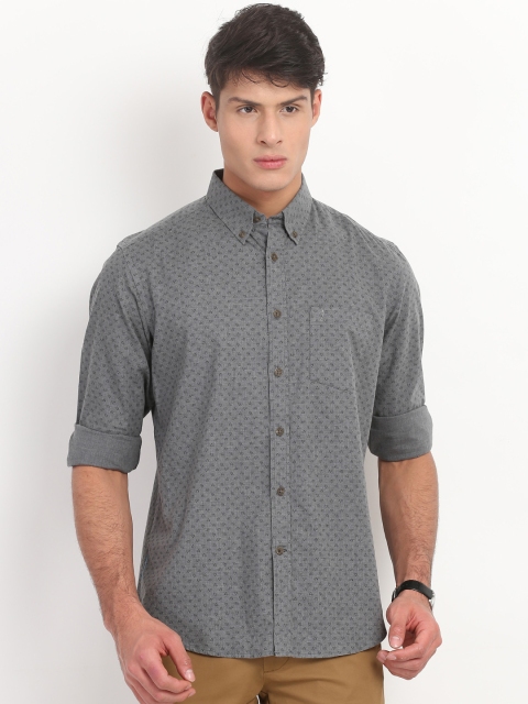 

Indian Terrain Men Grey Regular Fit Floral Print Casual Shirt