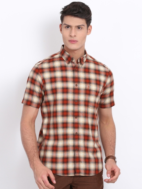 

Indian Terrain Men Red & Beige Regular Fit Checked Casual Shirt