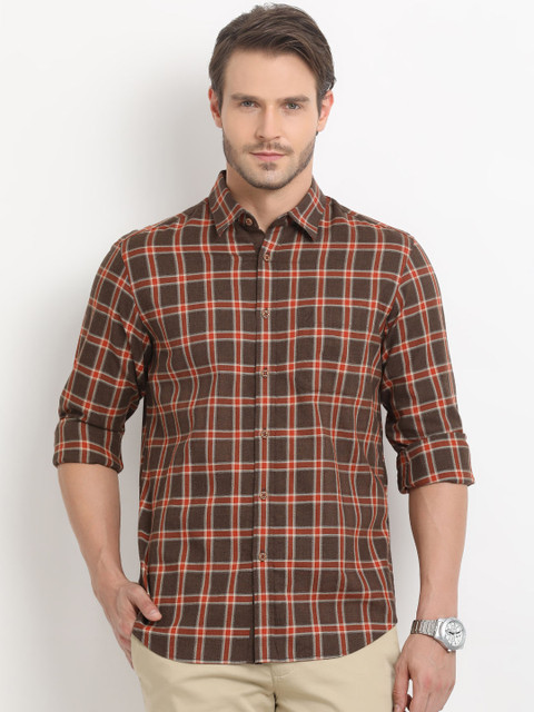 

Indian Terrain Men Brown & Red Regular Fit Checked Casual Shirt