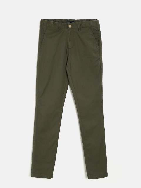 

Indian Terrain Boys Olive Green Regular Fit Solid Regular Trousers