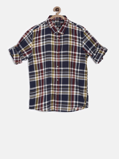 

Indian Terrain Boys Navy Blue Regular Fit Checked Casual Shirt