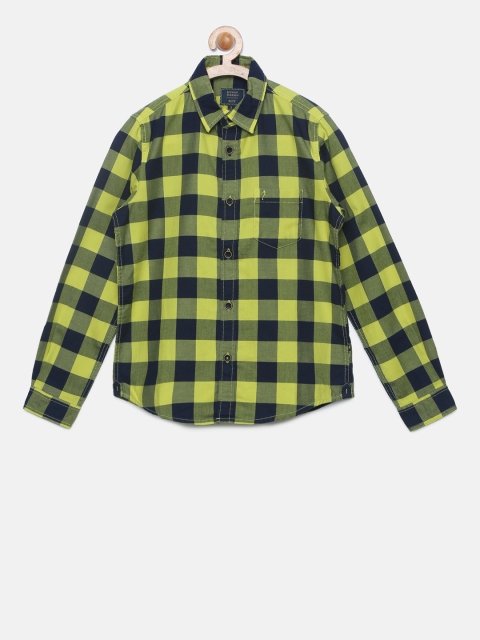 

Indian Terrain Boys Yellow & Navy Blue Regular Fit Checked Casual Shirt