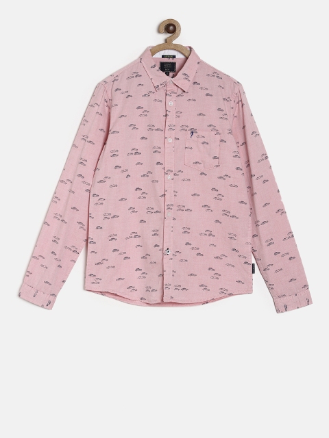 

Indian Terrain Boys Pink Regular Fit Printed Casual Shirt