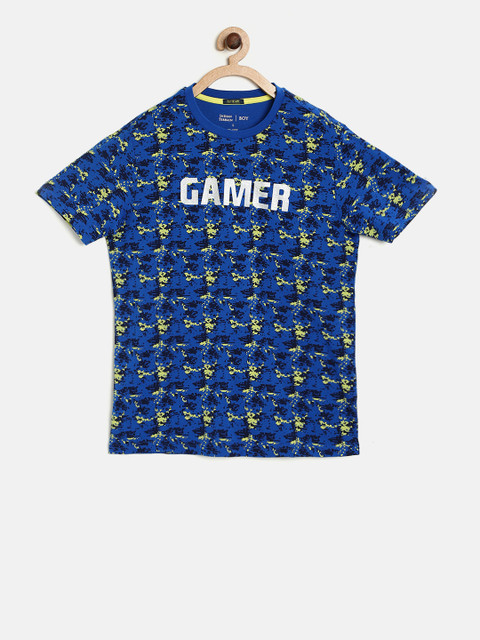 

Indian Terrain Boys Blue Printed Round Neck T-shirt