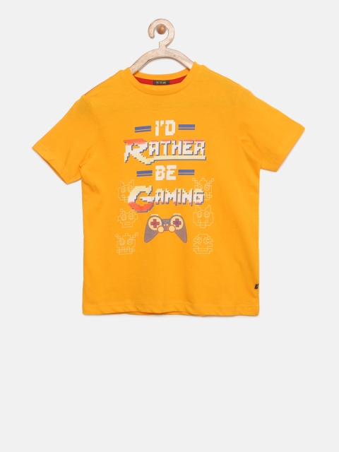 

Indian Terrain Boys Yellow Printed Round Neck T-shirt