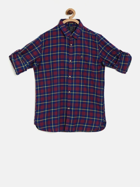 

Indian Terrain Boys Navy Blue & Red Regular Fit Checked Casual Shirt