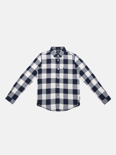 

Indian Terrain Boys Navy Blue & White Regular Fit Checked Casual Shirt