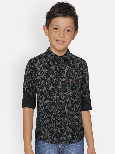 

Indian Terrain Boys Black Regular Fit Printed Casual Shirt