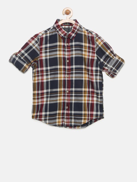 

Indian Terrain Boys Navy Blue & Red Regular Fit Checked Casual Shirt