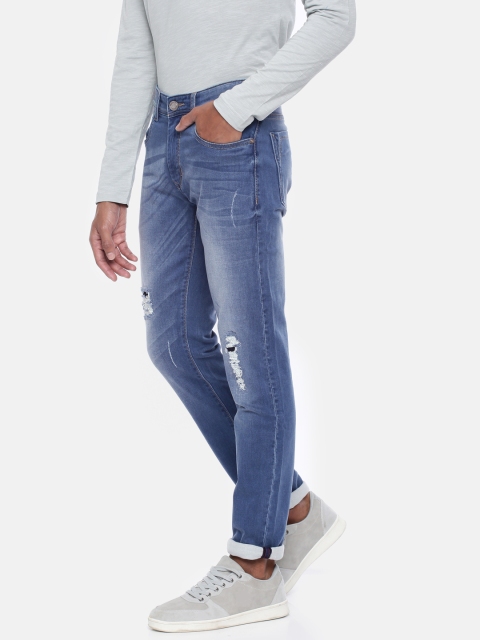 

Monte Carlo Men Navy Blue Skinny Fit Mid-Rise Highly Distressed Stretchable Jeans