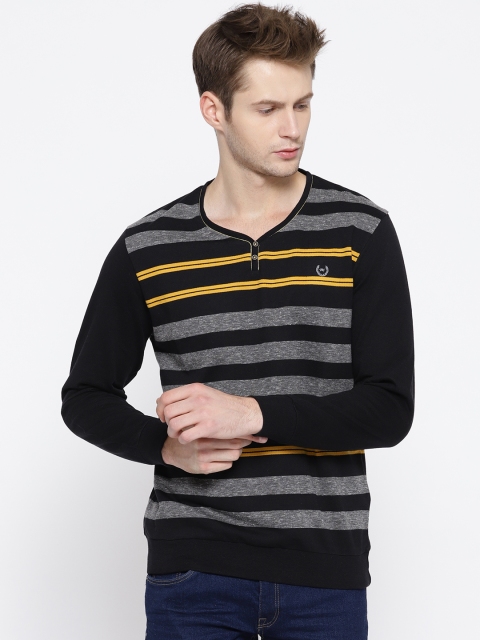 

Monte Carlo Men Black & Grey Striped Sweatshirt