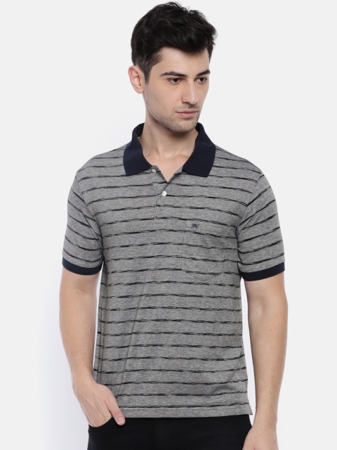 

Monte Carlo Men Blue Striped Polo Collar T-shirt