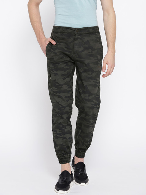 

Monte Carlo Men Grey & Blue Green Camouflage Print Joggers