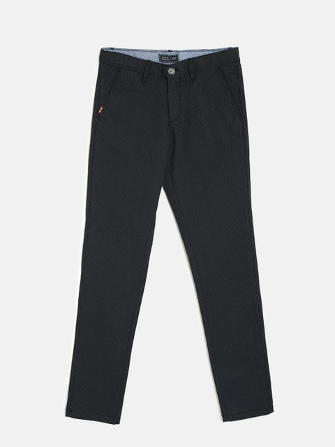 

Indian Terrain Boys Navy Blue Regular Fit Self Design Regular Trousers