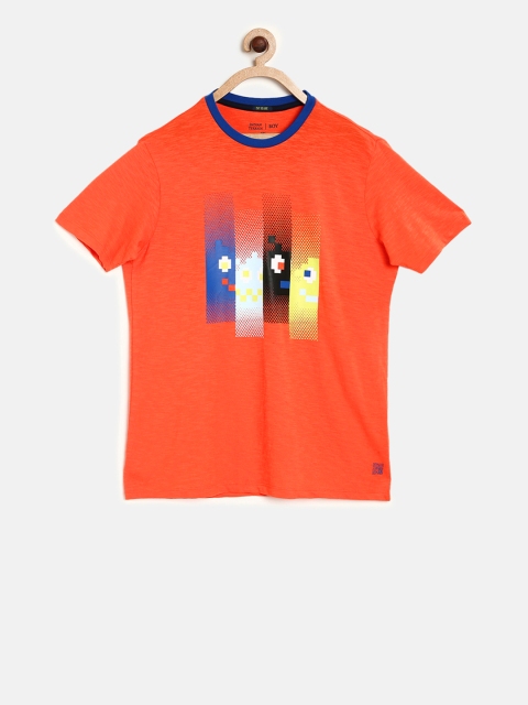 

Indian Terrain Boys Orange Printed Round Neck T-shirt