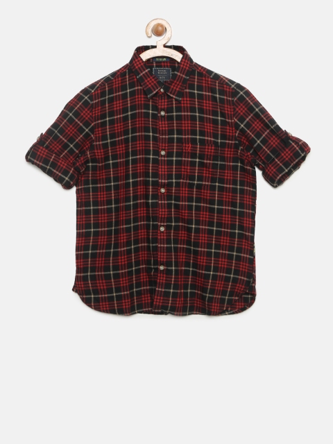

Indian Terrain Boys Black & Red Regular Fit Checked Casual Shirt