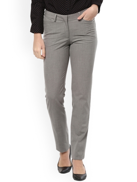 

Allen Solly Woman Grey Self Design Formal Trousers