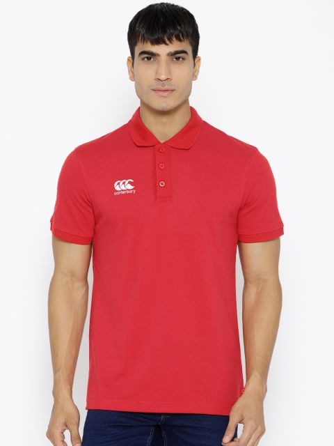 

Canterbury Men Red Waimak Solid Polo Collar T-shirt