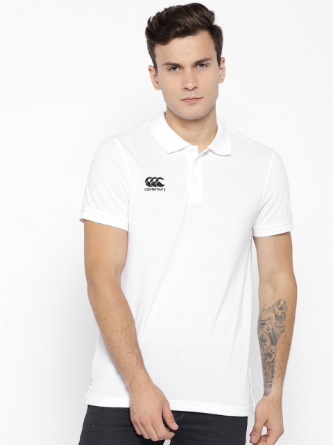 

Canterbury Men White Solid Polo Collar T-shirt