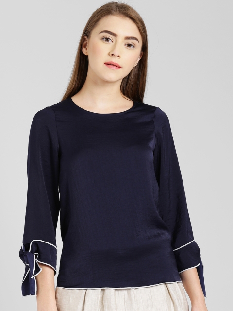 

Zink London Women Navy Blue Solid Top