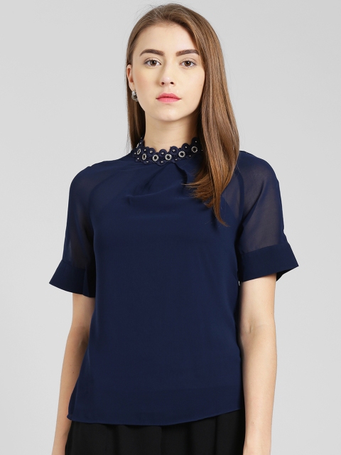 

Zink London Women Navy Blue Solid Top