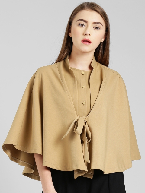 

Zink London Women Beige Solid Cape Jacket