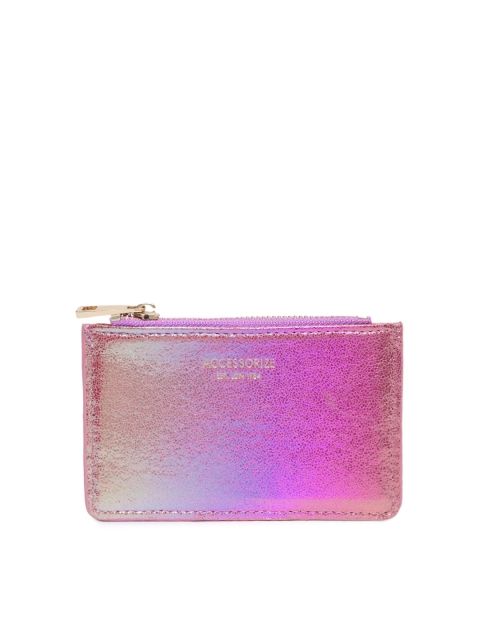 

Accessorize Women Metallic Pink Solid Card Holder