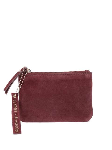 

Accessorize Maroon Solid Suede Purse
