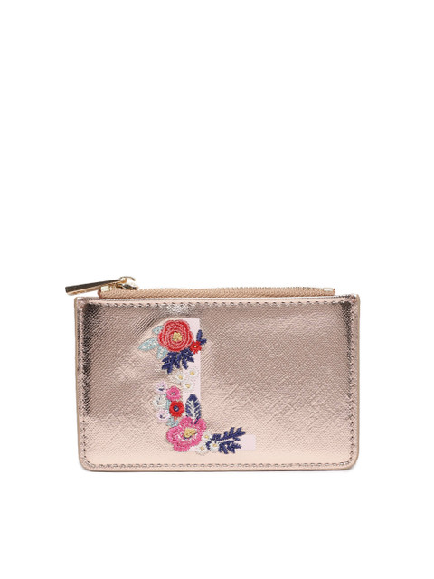 

Accessorize Women Rose Gold-Toned Embroidered Card Holder