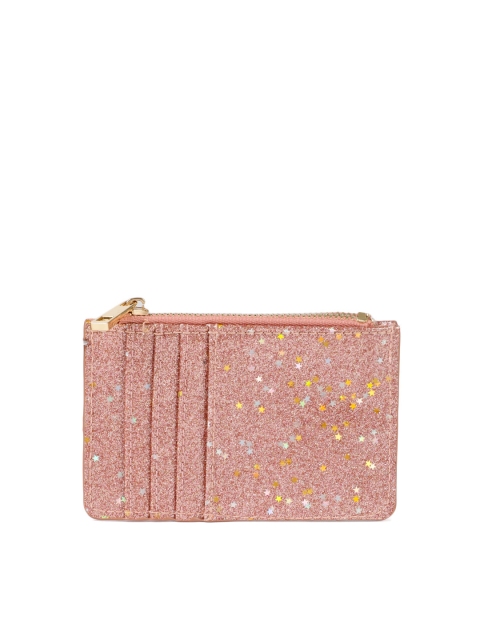 

Accessorize Women Pink Solid Embellished Card Holder