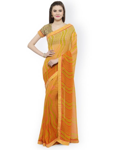 

Shaily Mustard & Red Pure Georgette Printed Saree