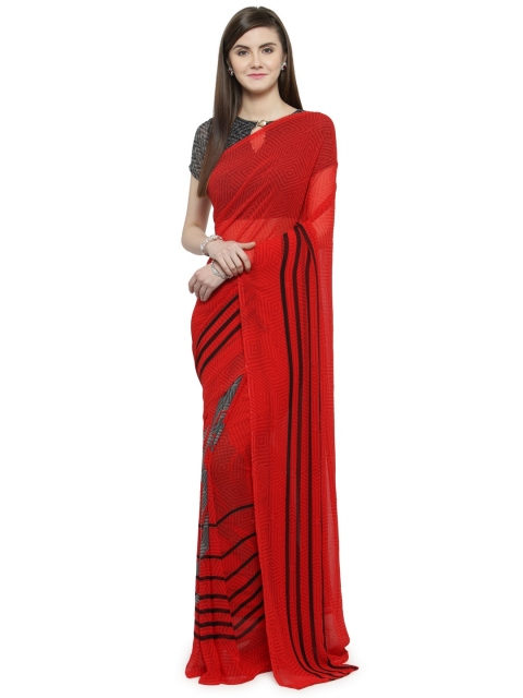 

Shaily Red & Black Pure Georgette Printed Saree