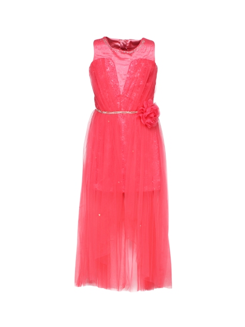 

CUTECUMBER Girls Pink Solid Maxi Dress