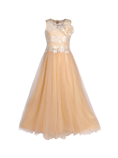 

CUTECUMBER Girls Beige Solid Maxi Dress
