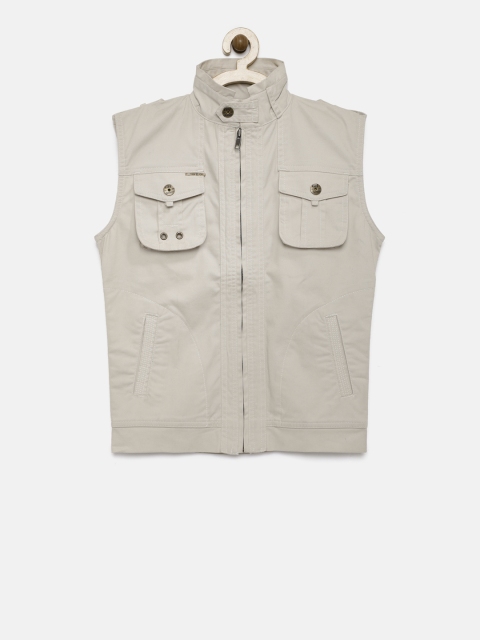 

Gini and Jony Boys Beige Solid Open Front Jacket