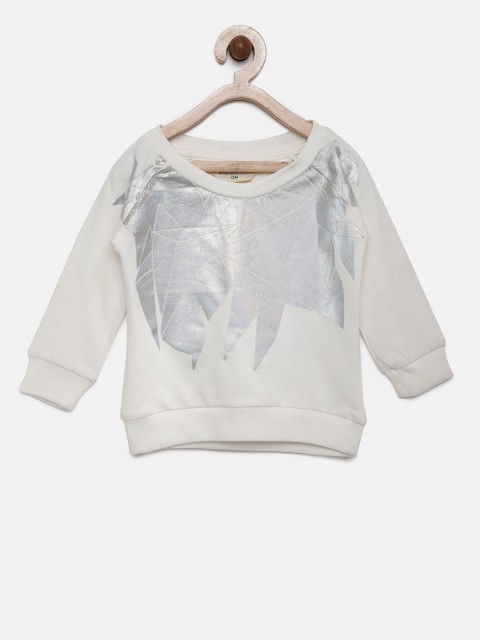 

Gini and Jony Girls White Self Design Sweatshirt