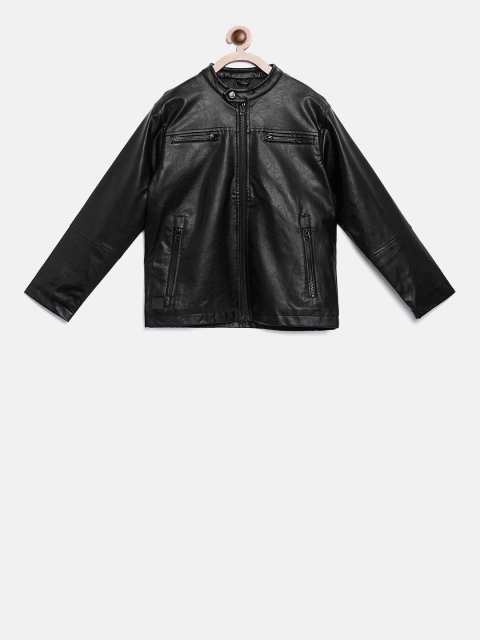 

Gini and Jony Boys Black Solid Open Front Jacket