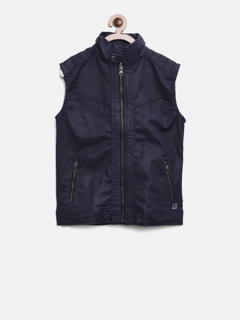 

Gini and Jony Boys Blue Solid Open Front Jacket