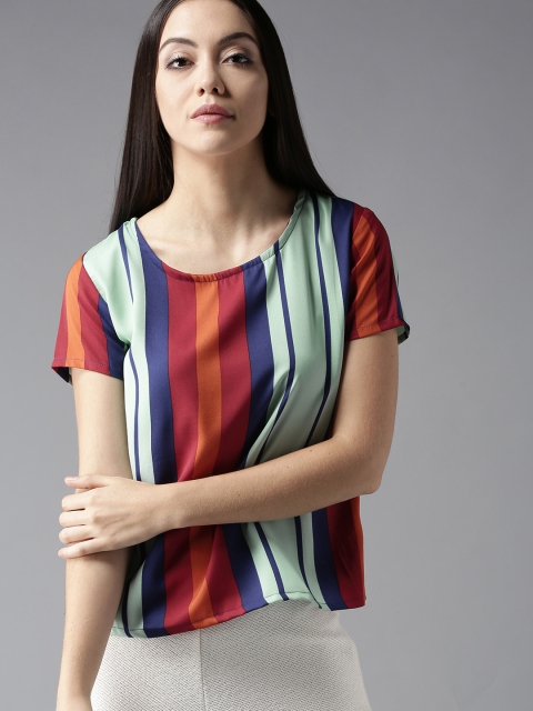 

Moda Rapido Women Sea Green Striped Top