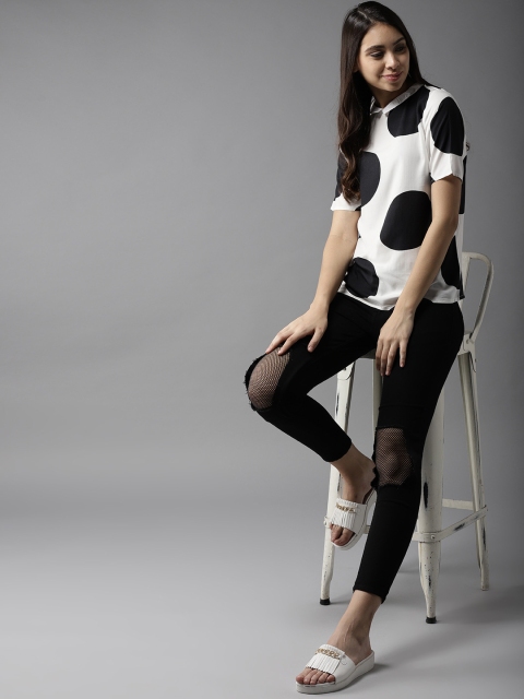 

Moda Rapido Women White & Black Printed Top