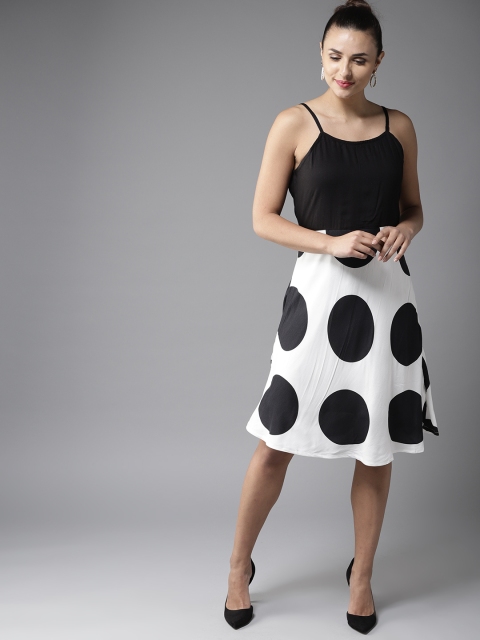 

Moda Rapido Women Black & White Printed Fit & Flare Dress