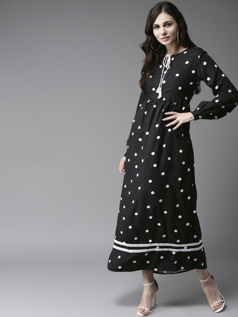 

Moda Rapido Women Black & White Printed Maxi Dress