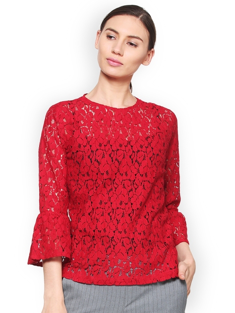 

Van Heusen Woman Women Red Self Design Top