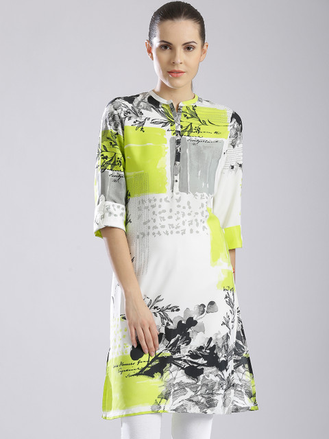 

W Off-White Printed Kurta
