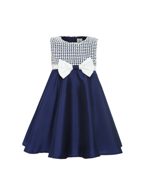 

A Little Fable Girls Navy Blue Self Design Fit and Flare Dress