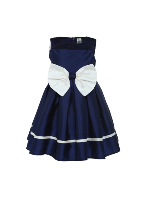 

A Little Fable Girls Navy Blue Off White Bow Dress