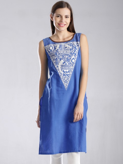 

W Blue Embroidered Kurta