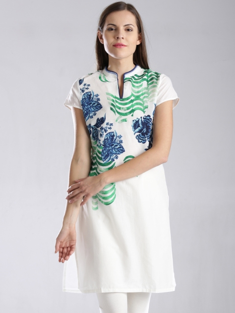 

W Off-White Printed Kurta