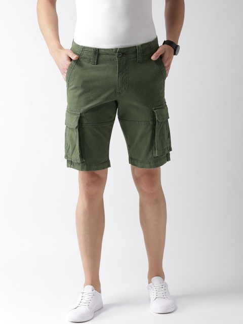 

Celio Men Olive Green Solid Regular Fit Cargo Shorts