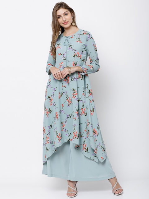 

Vishudh Women Blue Printed Kurta with Palazzos